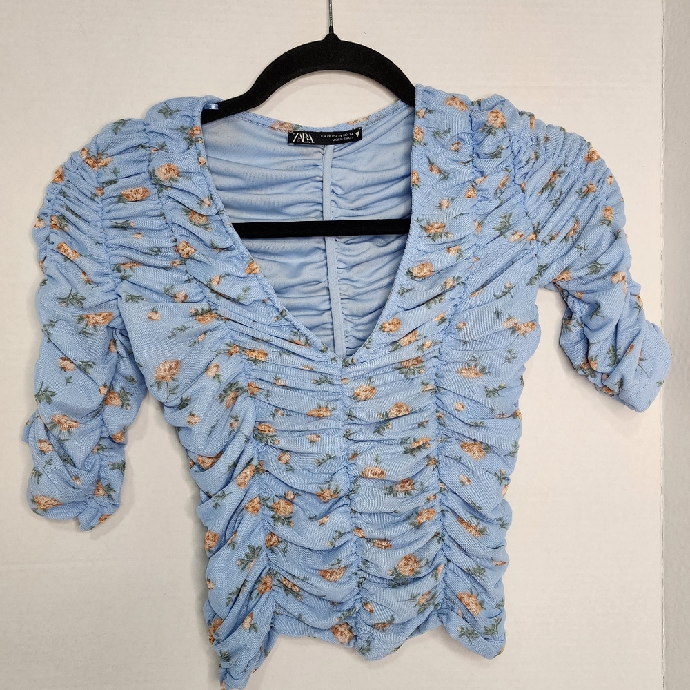 Zara Blue Floral Women's Top